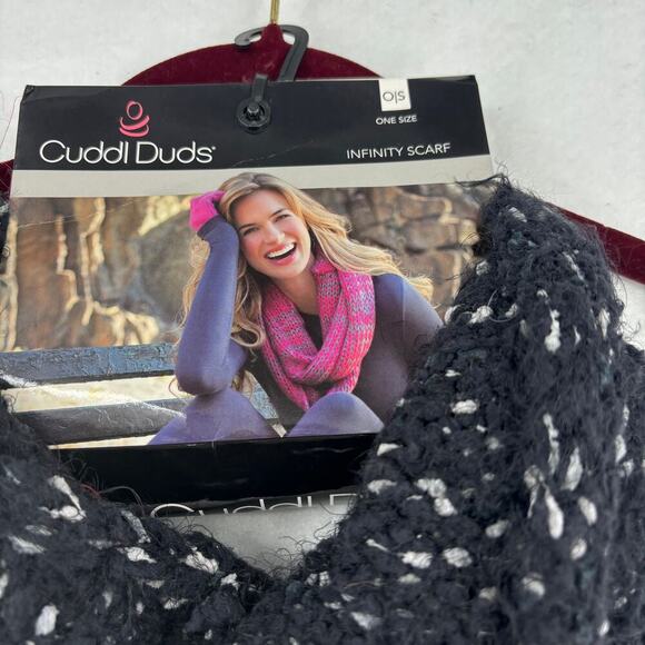 Cuddl Duds Infinity Scarf Black Gray Women's One Size Sweater Kni - Picture 2 of 8